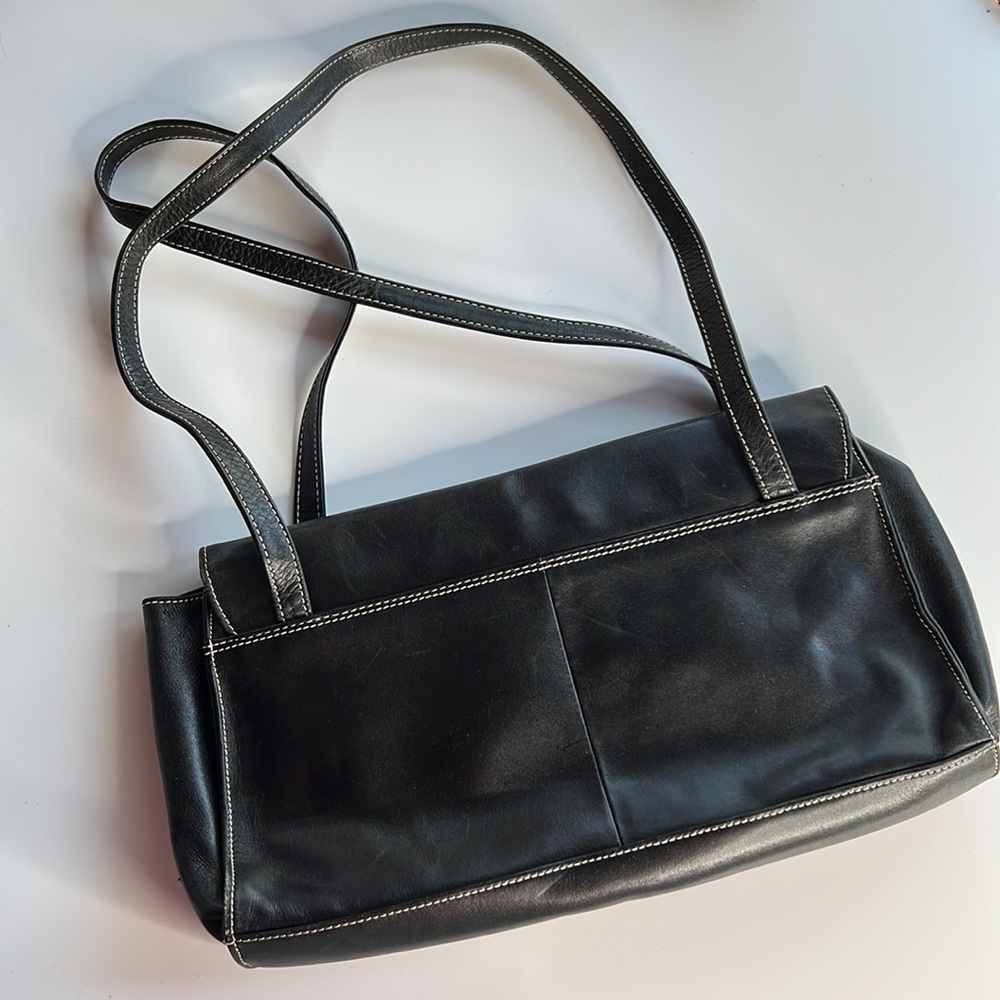 The Sak Elliott Lucca Black Leather Shoulder Bag Stitching Classic Purse - Picture 10 of 11
